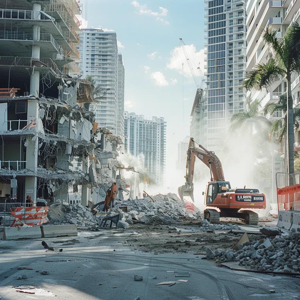Step-by-step demolition process in Miami with site assessment and safety measures