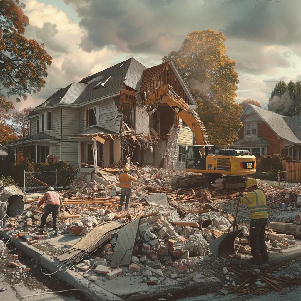 Workers dismantling a house in Delray Beach, showcasing residential demolition options