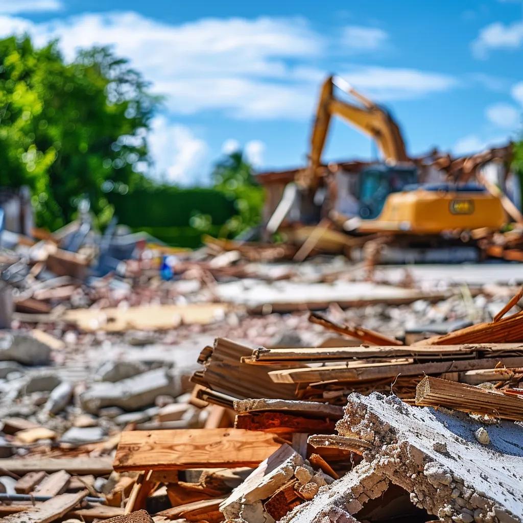 Completed eco-friendly demolition project showcasing reused materials and a clean environment