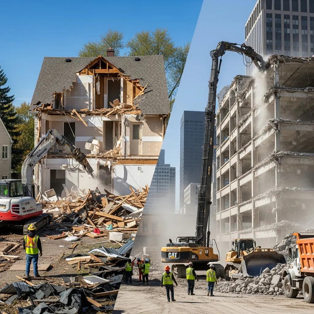 Comparison of residential and commercial demolition projects