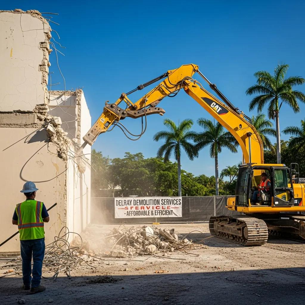 Demolition contractor at work in Delray, showcasing affordable demolition services