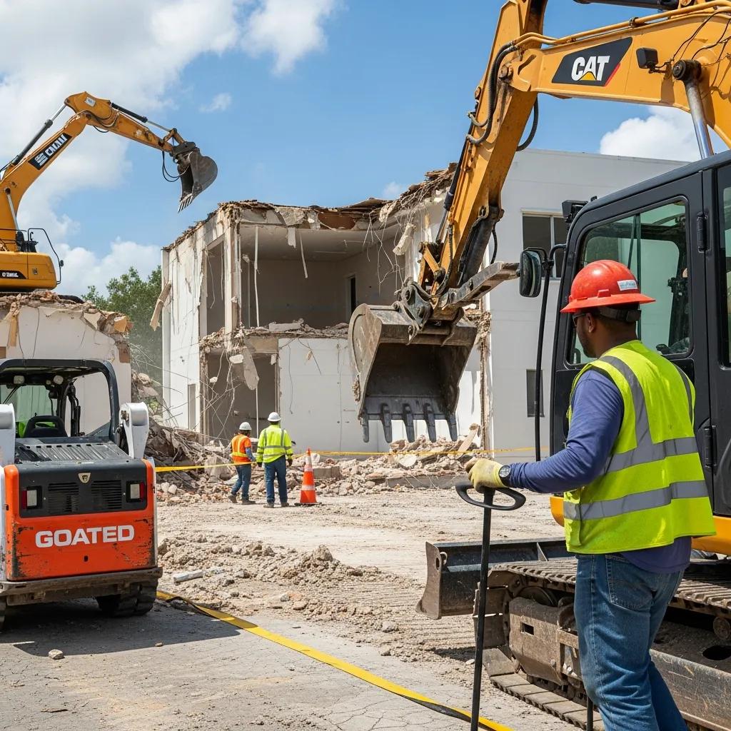 Licensed demolition contractor working on a residential and commercial site in Cutler Bay